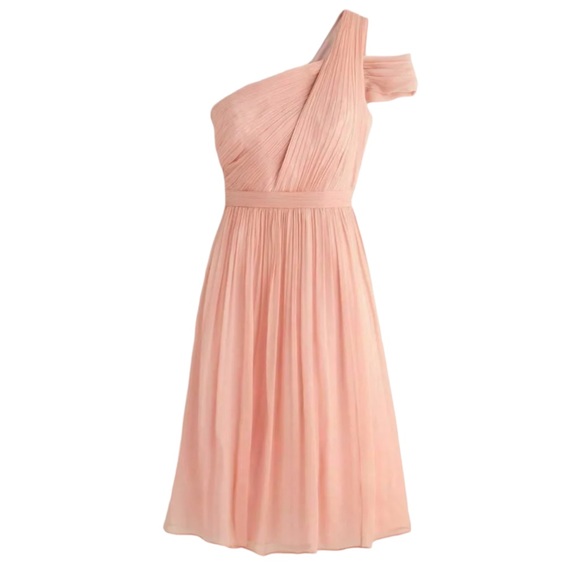 J. Crew Cara Silk Chiffon One Shoulder Dress in Misty Rose size 16 NWT - Picture 2 of 15